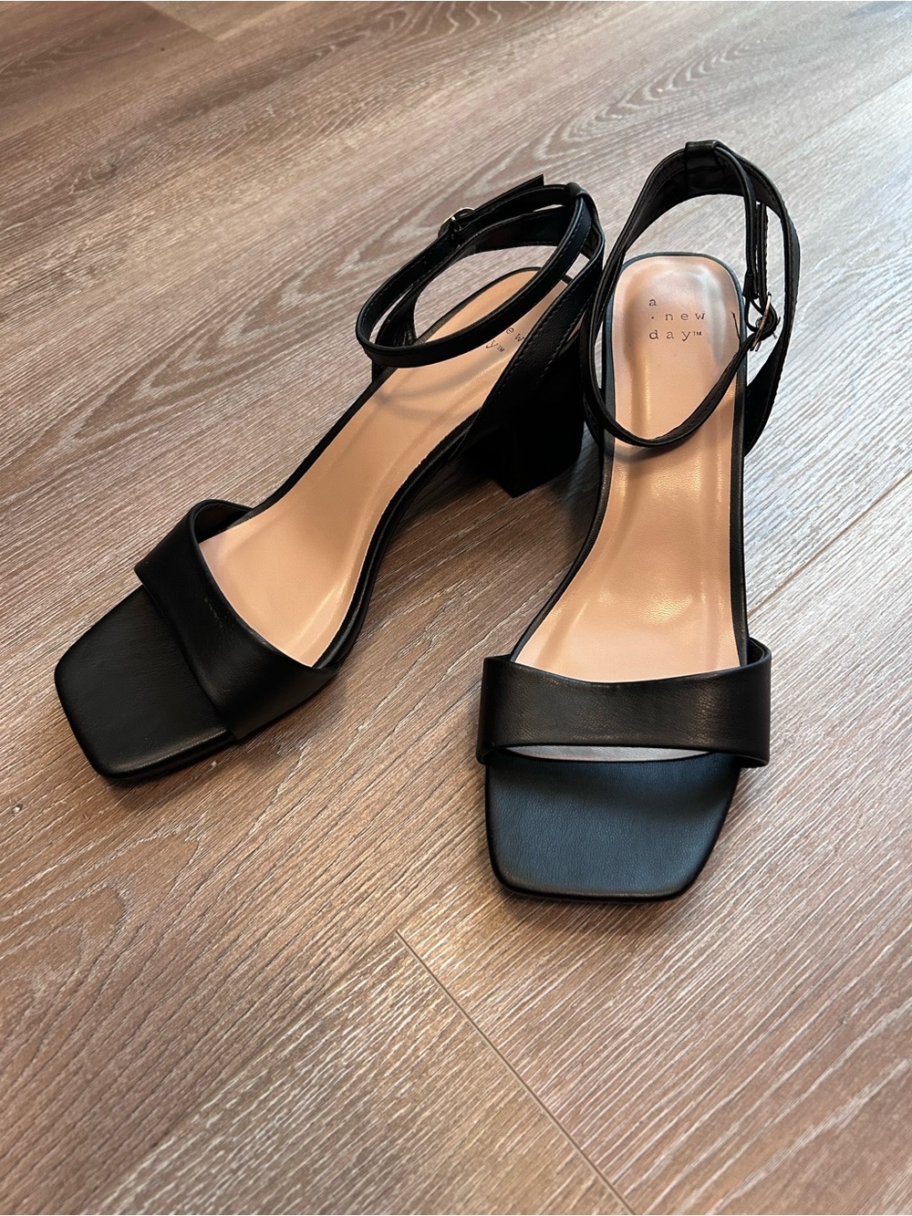 a new day Black Ankle-Strap Block Heels